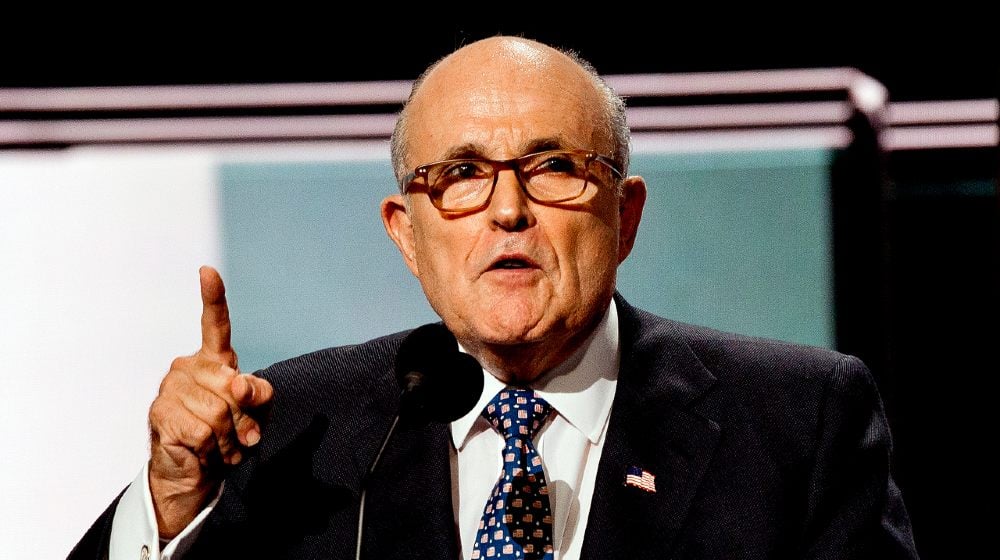 Former Mayor of New York City Rudy Giuliani addresses the Republican National Nominating Convention in the Quicken Sports Arena Cleveland Ohio-Rudy Giuliani Press Conference-ss-featured