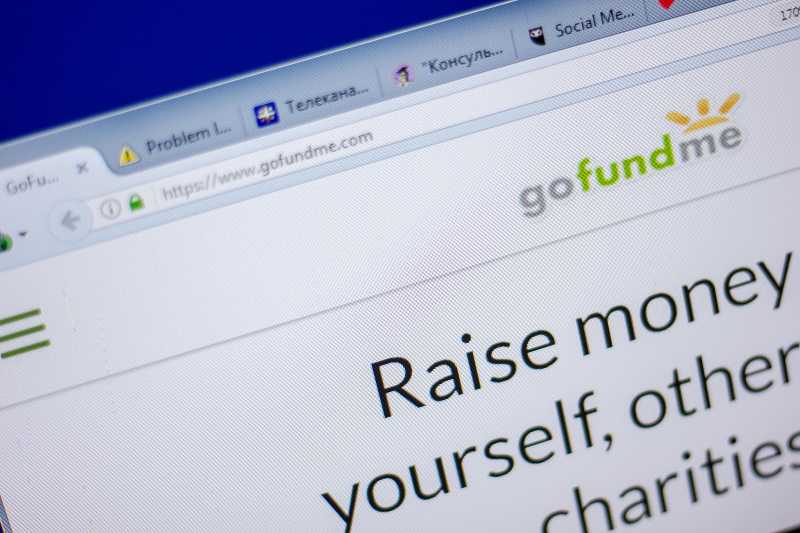 Homepage of GoFundMe website on the display of PC-GoFundMe Page