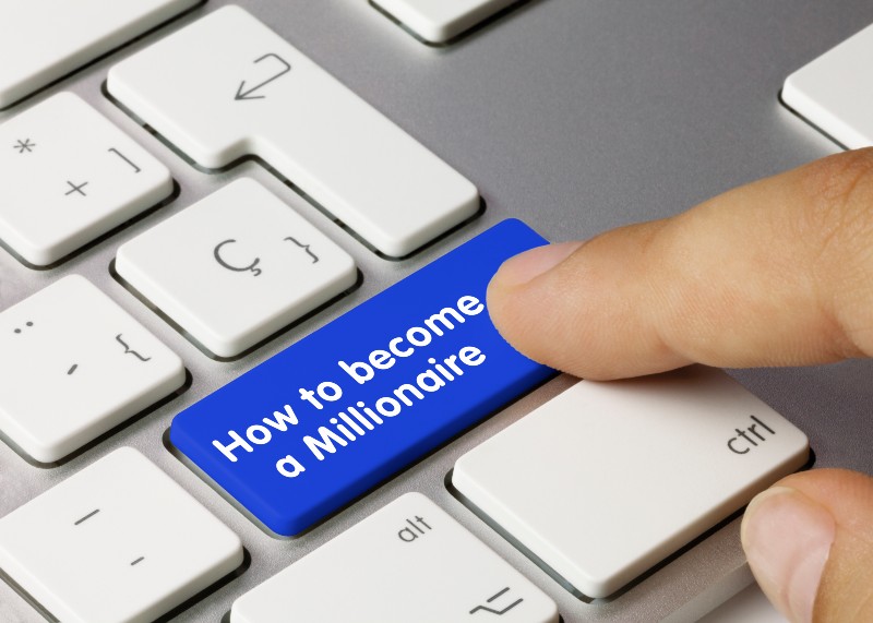 How to Become a Millionaire Written on Blue Key | How to Become Wealthy in 5 Years