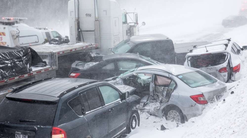 Multiple-vehicle crash during a snowstorm-Winter Weather Mayhem- Texas Power Outages with More Snow Coming-ss-Featured