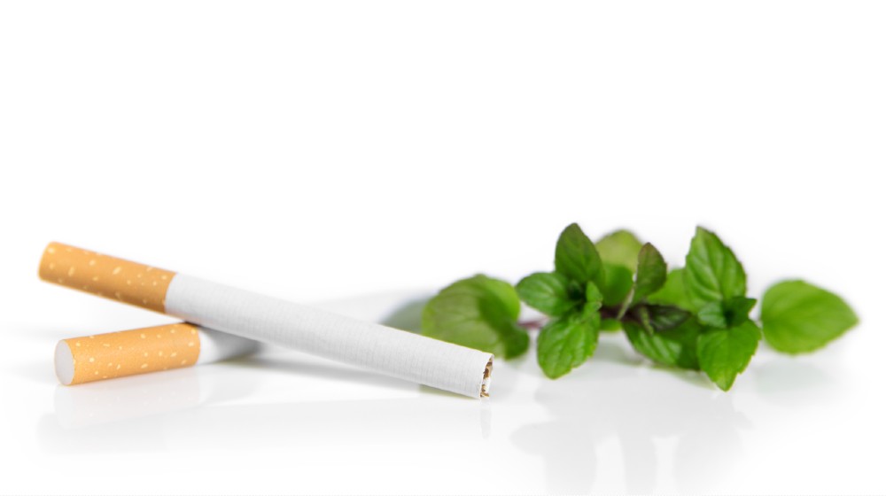New Law in Germany, Menthol cigarettes are forbidden, cigarettes and Peppermint on white | FDA Bans Menthol Cigarettes and Flavored Cigars | Featured