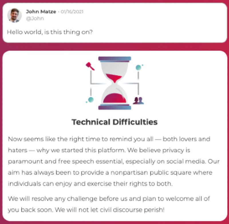 Parler home page-Parler Is Coming Back-800x783