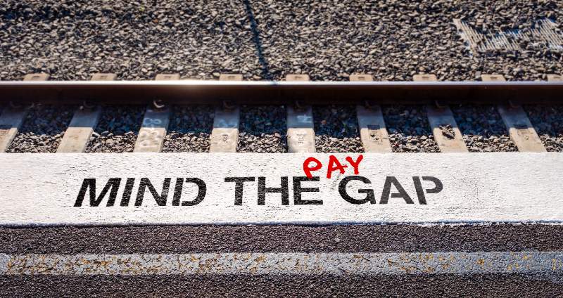 Pay gap, mind the pay gap graffiti inequality gap between employees pay-denying-ss