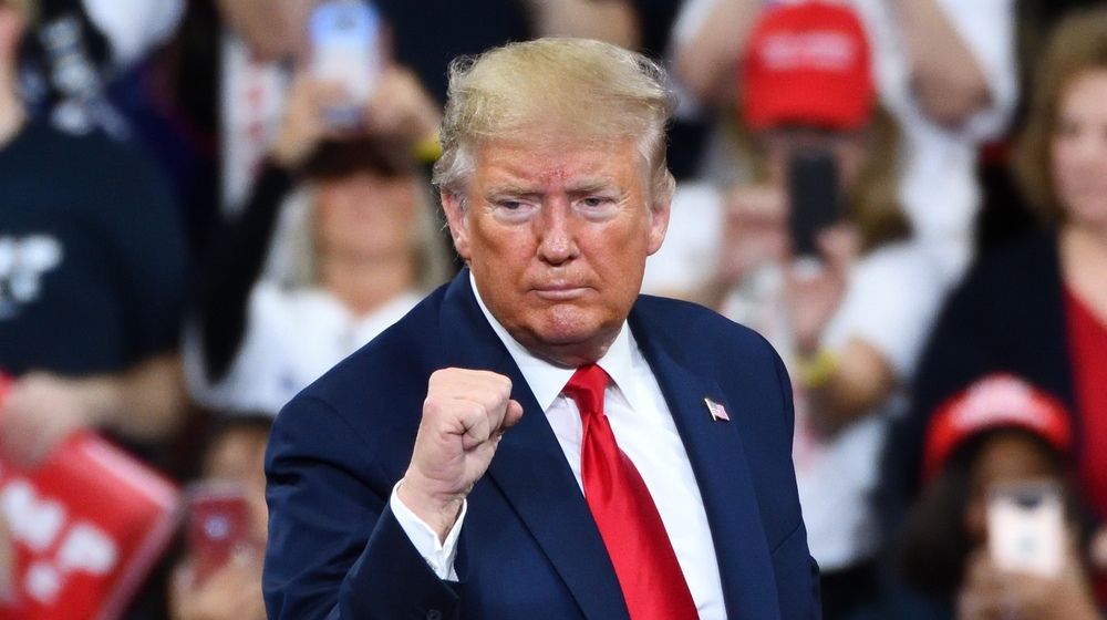 President Donald Trump Gestures the Confident Fist Pump on Stage | Trump Postpones Campaign Rally in Tulsa to June 20 | Featured