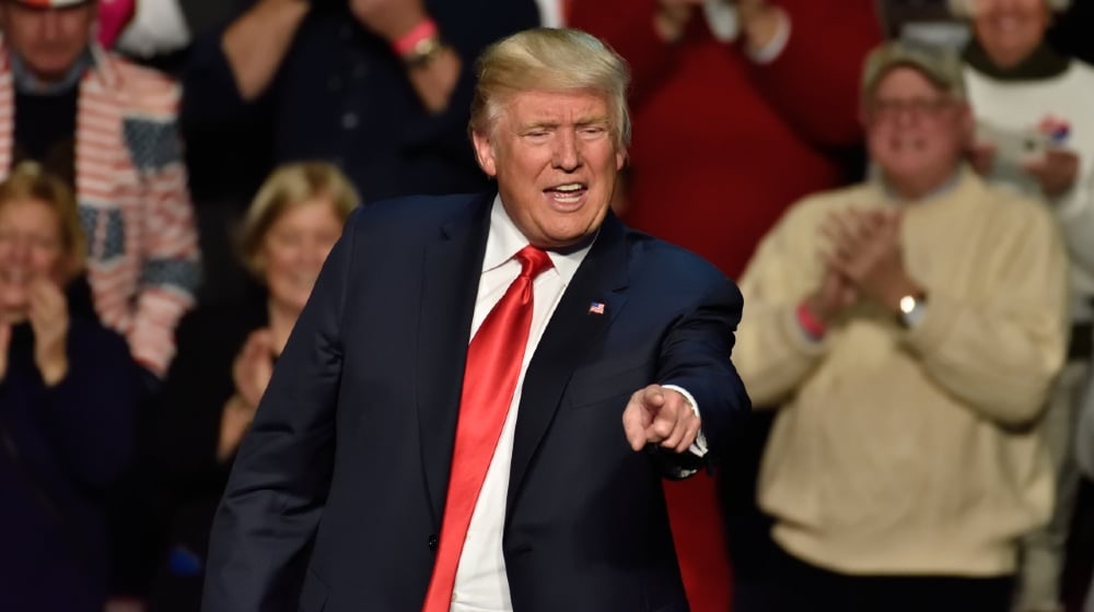 President-Elect Donald Trump points straight toward the crowd as he concludes his speech-Border Crisis-SS-Featured