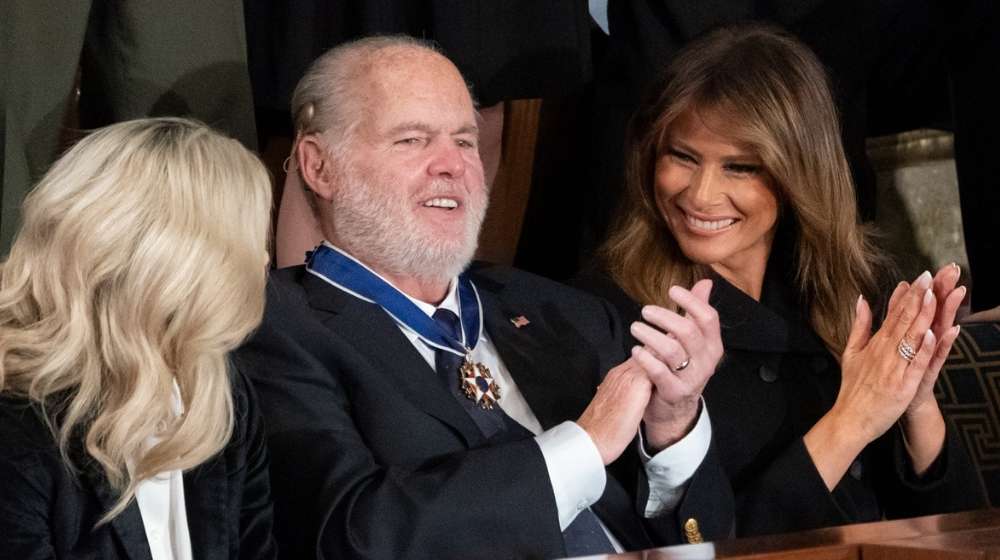 Rush Limbaugh with Melania Trump during the State of the Union address in 2020-Rush Limbaugh, Radio Talk Show PIoneer, Dies at 70-wc-featured