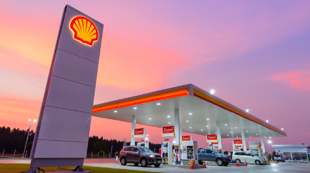 Shell gas station blue sky background during sunset-Peak Oil Production-ss-featured