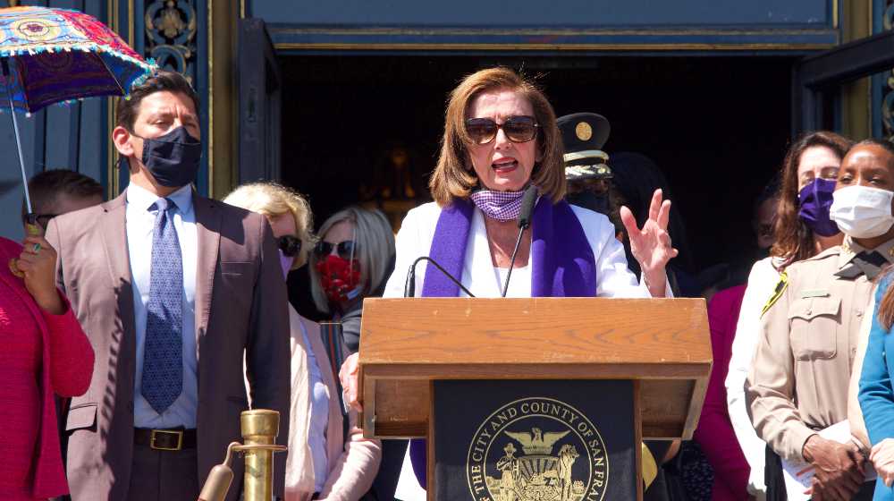 Speaker of the House Nancy Pelosi, speaking at a Women’s Equality Day voting event | The Kamikaze Party | featured