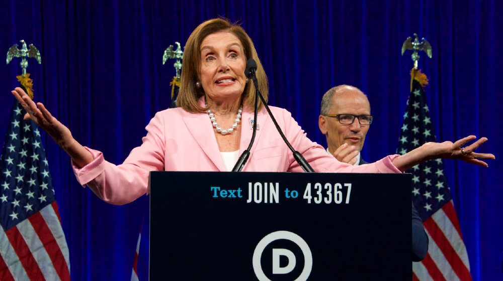 Speaker of the House, Nancy Pelosi, speaking at the Democratic National Convention