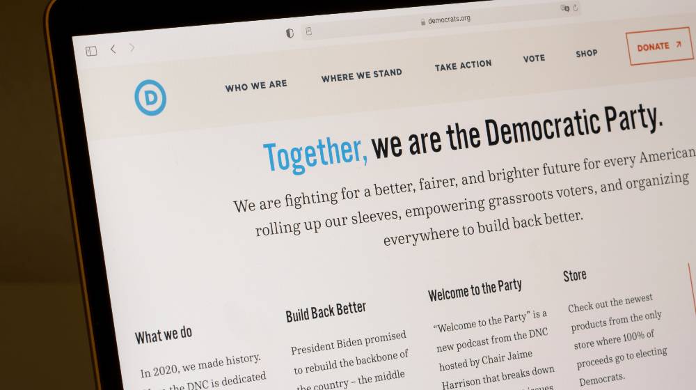 The homepage of the Democratic National Committee (DNC) is seen on a computer | Barone: Biden Democrats Lose Big - And on Cultural Issues | featured