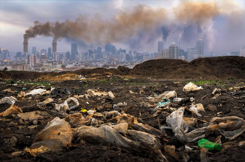 Toxic waste from human hands Industries that create pollution and cities that are affected by pollution-denying-ss