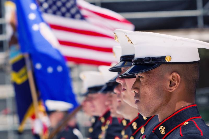 US Military service men stand in formation | Racism and Hate Should Not Be Part of the Military