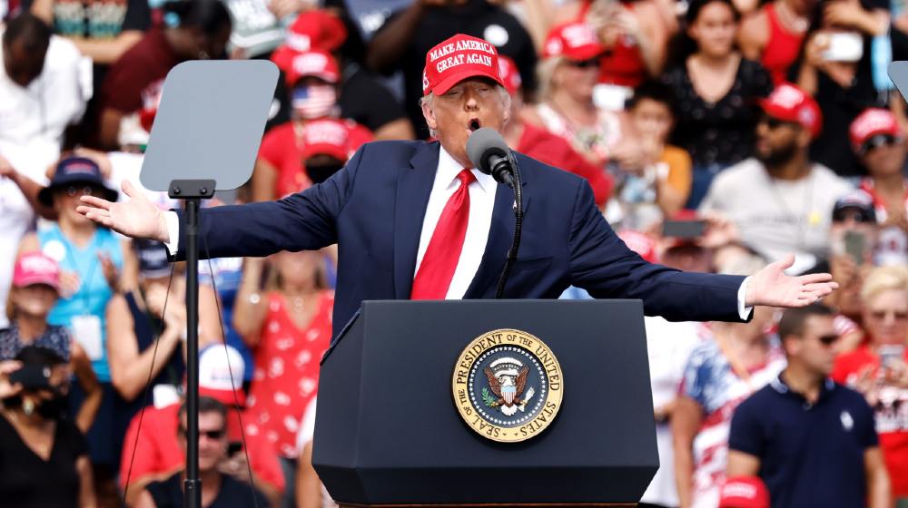 USAPresident Donald Trump speaks at Raymond James Stadium in Tampa, Florida | Trump Preparing To Hit The Campaign Trail | Featured
