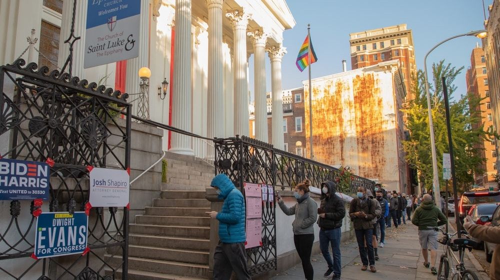 Voters Line Up Outside Saint Luke & The Epiphany Church Philadelphia | Philadelphia Officials Uncertain on When They Will Finish the Tallying Process: “We’ll Be Done as Soon as We’re Done” | Featured