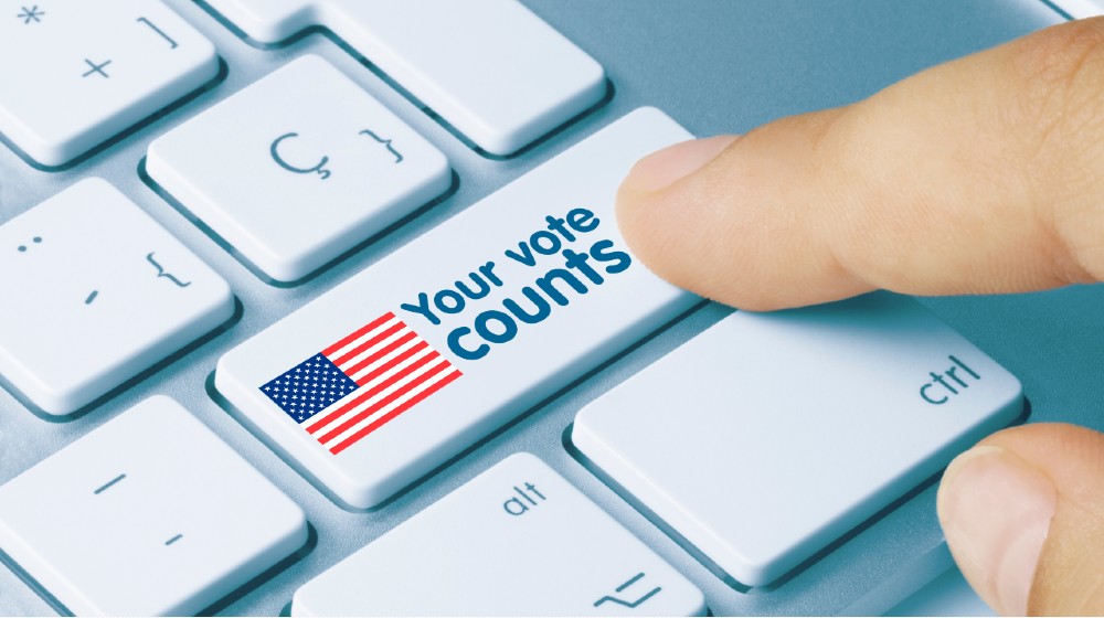 Your vote counts Written on Blue Key of Metallic Keyboard-Georgia Will Recount-ss-featured