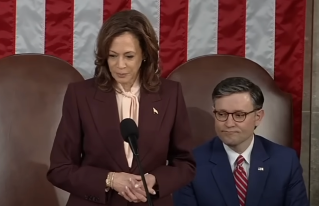 Losing Candidate Kamala Harris Presides Over Election Certification of President Donald Trump